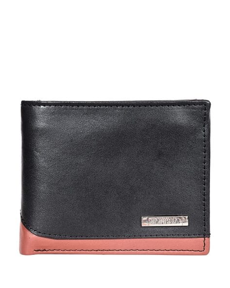 Sassora Men Metal Logo Bi-Fold Wallet