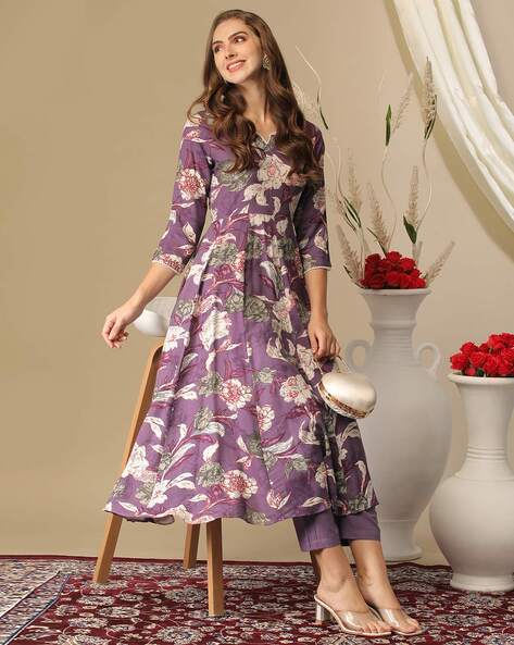 Women Floral Print Anarkali Kurta Set