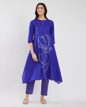 pink fort Women Floral Print A-Line Kurta with Pants-picture-43