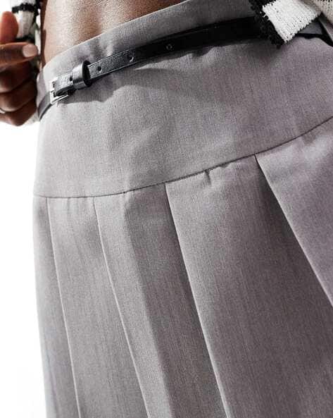 Pleated Mini Skirt with Belt - Main Image