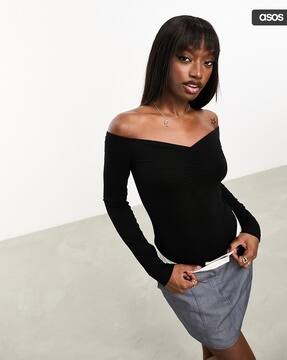 asos black bardot top