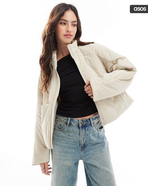 Funnel Oversized Neck Puffer Jacket with Hood