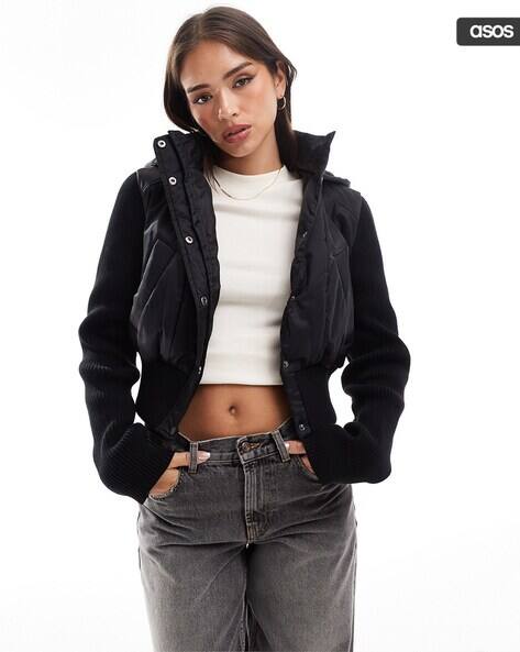 Hybrid Knit Nylon Bomber Jacket