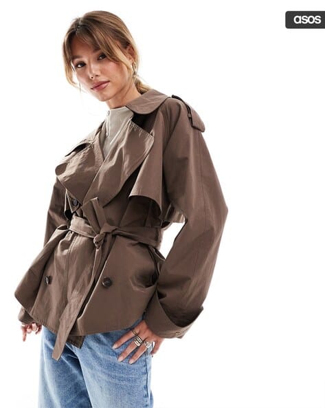 Oversized Short Trench Coat with Belt