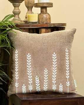 Square Embroidered Jute Linen Cushion Cover-image-43