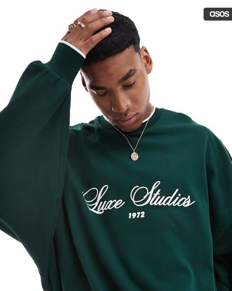 Extreme Oversized Crew-Neck Sweatshirt with Typographic Print