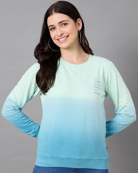 Buy Green Blue Sweatshirt Hoodies for Women by CLUB YORK