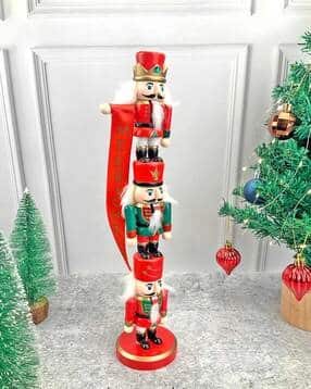 3 Tier Stacked Wooden Nutcracker Christmas Table Décor