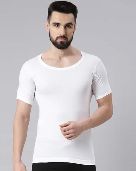 Men Pack of Round-Neck Vests with Short Sleeves