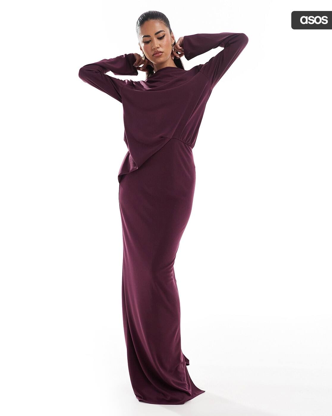 knee length dresses for ladies ASOS DESIGN maxi dress with long sleeve and circle trim in floral prin main image 0