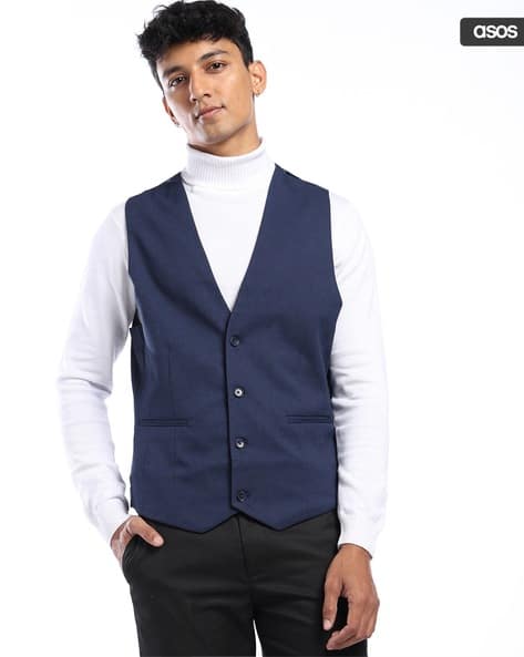 Buy Navy Blue Blazers Waistcoats for Men by ASOS DESIGN Online