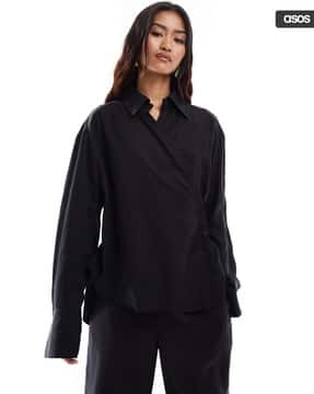 asos black wrap top