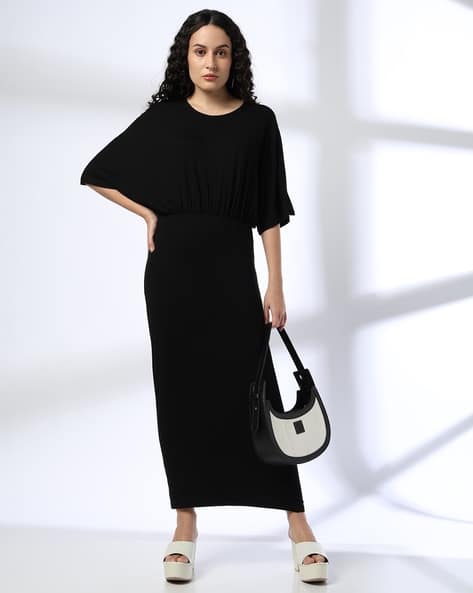 Women Kimono Sleeves Sheath Dress