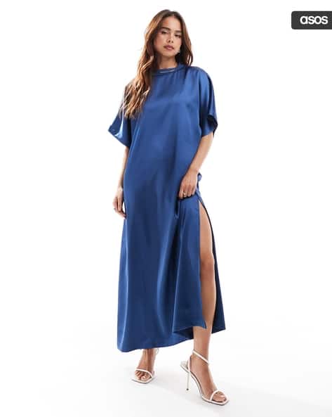 Satin Midi T-Shirt Dress - Main Image