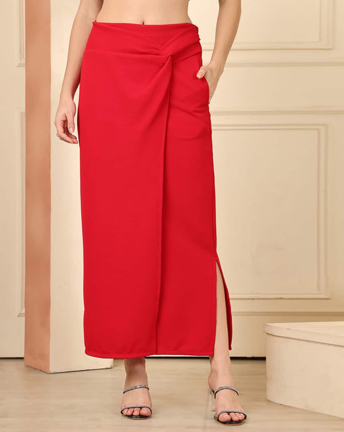 Red Long Wrap Skirt Next La Redoute Women's Midi Skirt 42 12 Large