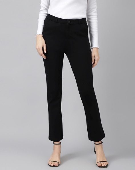 Xpose Women Straight Fit Flat-Front Trousers