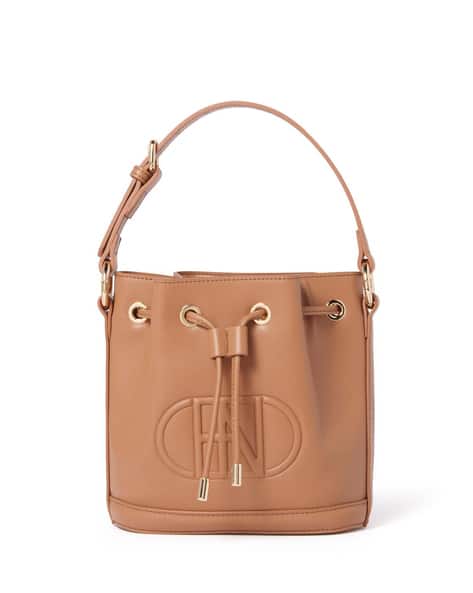 Forever New Women Delany Brand Embossed Drawstring Bucket Bag