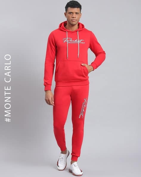 Hoodie Mens Tracksuit Red Hoodie With Track Pants