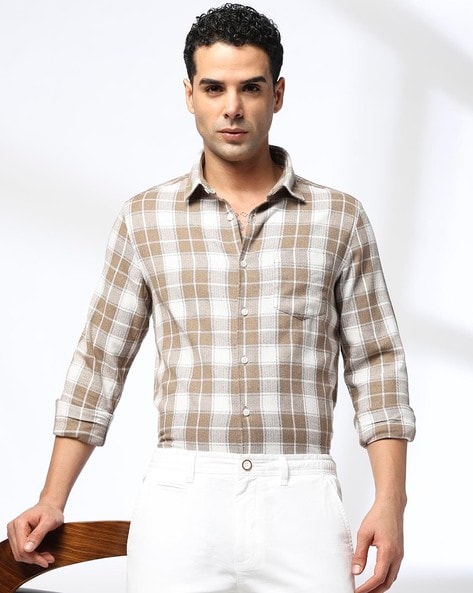 Men Checked Regular Fit Shirt with Patch Pocket