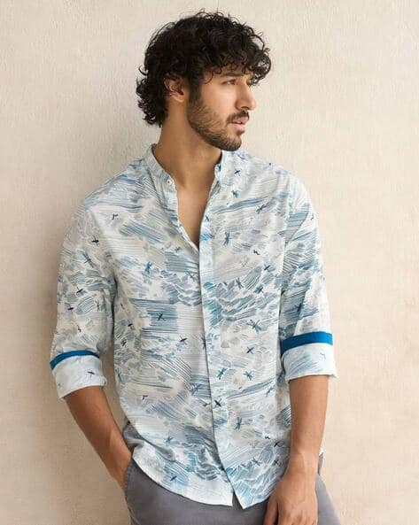 Men Shirt with Band Collar Men Shirt with Band Collar