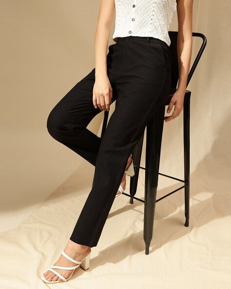 Xpose Women Straight Fit Flat-Front Trousers