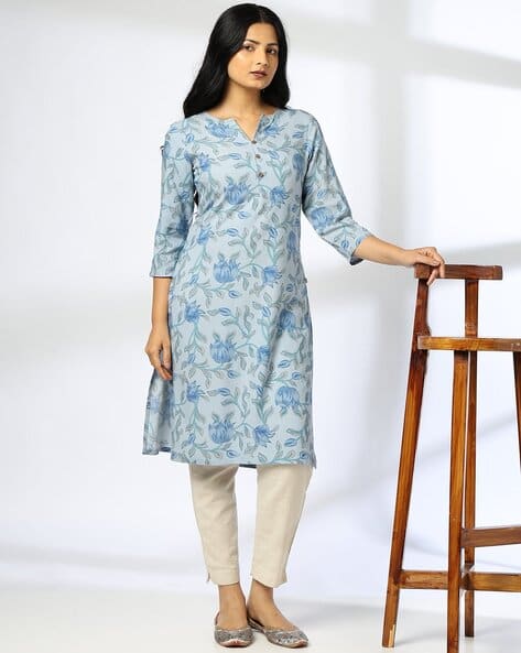 AVAASA MIX N' MATCH Women Floral Print Straight Kurta deal from ajio