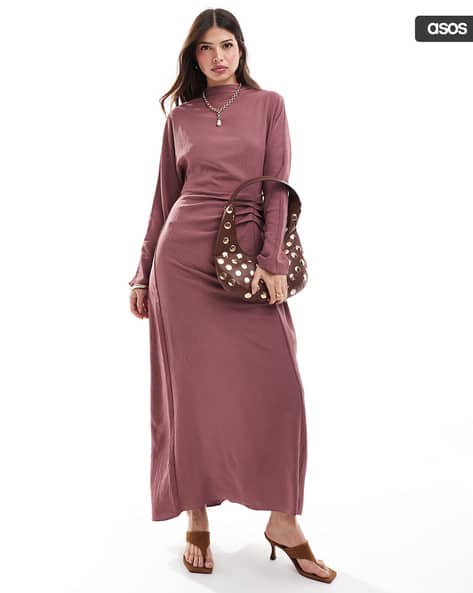 chinese dress ladies & Other Stories satin long sleeve maxi dress with drape back in green  ASOS  Sample Sale
