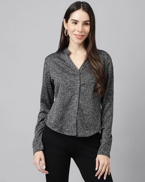 Xpose Women Heathered Fitted Shirt