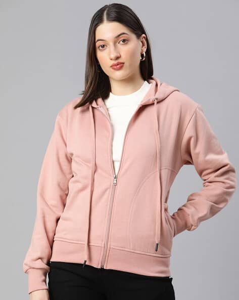 ボーダーズアットバルコニー ZIP UP HOODIE 36 さくらいろ Buy ADBUCKS Women Zip Front Hoodie Online | Ajio.com