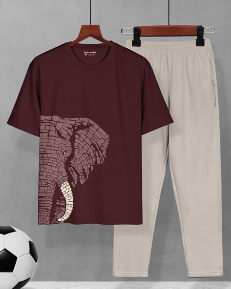 Bullmer Men Cotton T-shirt & Track Pants