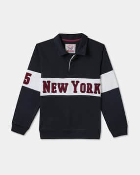 r&b Boys Typographic Pattern Sweatshirt with Spread Collar-picture-12