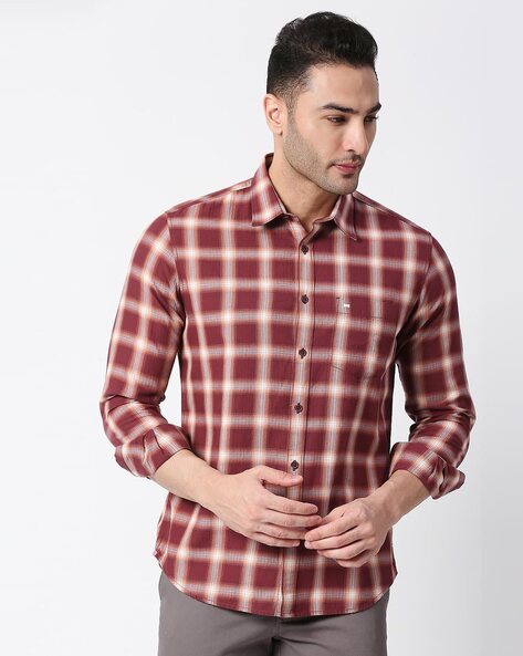 Basics Men Checked Slim Fit Shirt