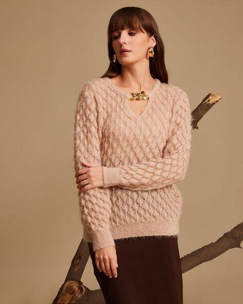 Kazo Women Knitted Round-Neck Pullover