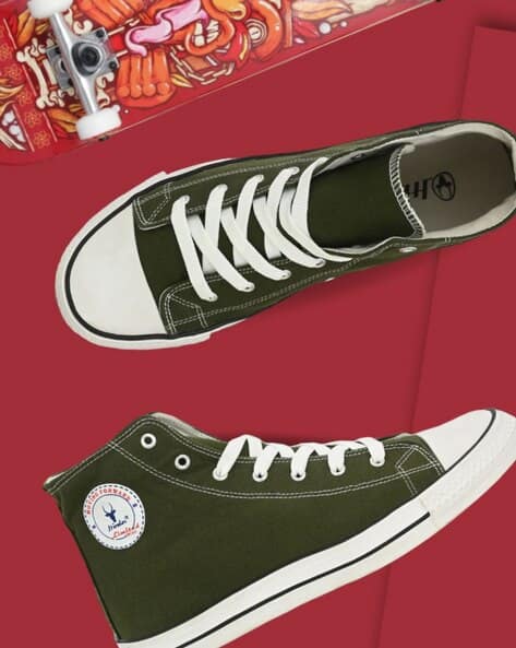 HIROLAS Men Lace-Up Sneakers with Canvas Upper