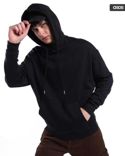 Asos black hoodie mens online