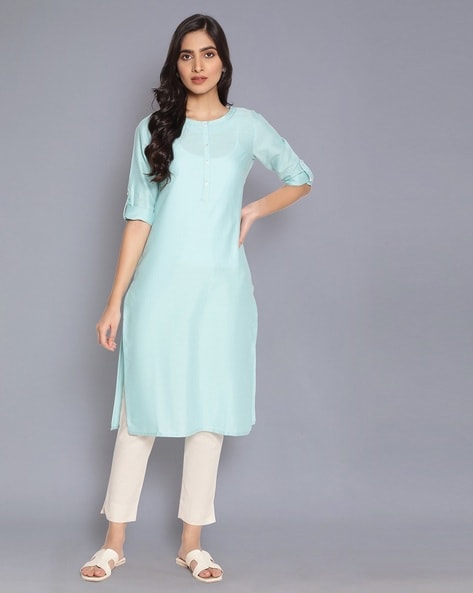 W Women Round-Neck Straight Kurta