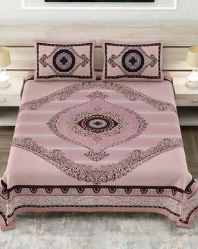 jaipur fabric 150 GSM Printed King-Size Bedsheet with Pillow Covers-picture-27