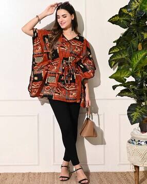 deckedup Women Printed V-Neck Kaftan Tunic-picture-30