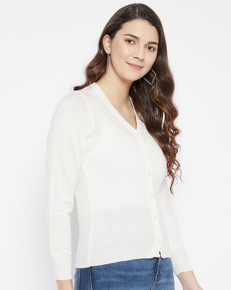 Women V-Neck Button-Down Cardigan