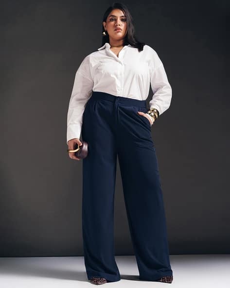 Women High-Rise Relaxed Fit Korean Pants