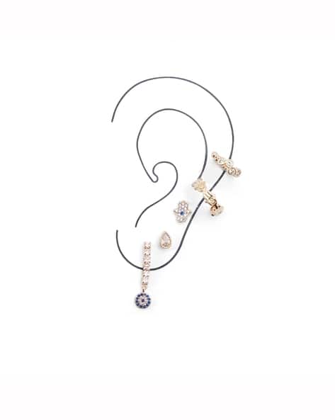 ALDO Women Set of 5 Gold-Plated Stone-Studded Ear Cuffs
