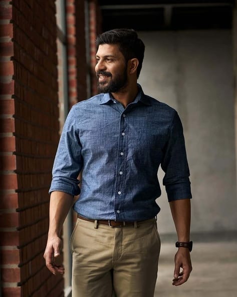 Chinos Tan Pants Light Blue Shirt Chinos Light Blue Shirt Brown