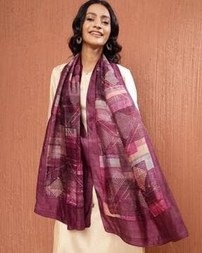 Fabindia Wine Silk Stole-image-37