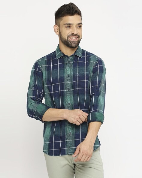 Basics Men Checked Slim Fit Shirt