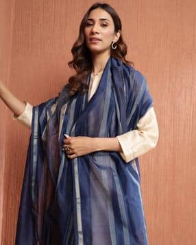 fabindia Women Striped Dupatta with Contrast Border-picture-12