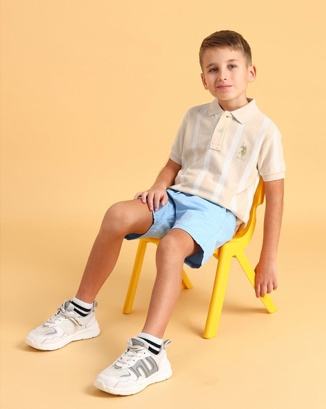 Boys Striped Regular Fit Polo T-Shirt