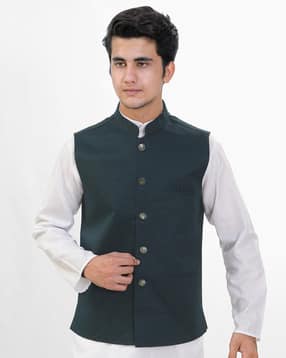 Men Regular Fit Nehru Jacket with Welt Pockets-image-15