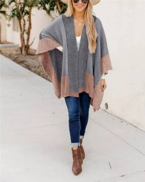 oh rare Women Colourblock Relaxed Fit Front-Open Shrug-picture-50