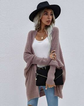 oh rare Women Ribbed Relaxed Fit Front-Open Shrug-picture-27