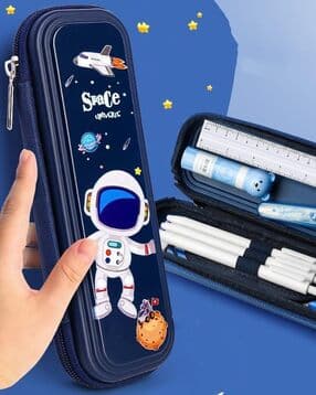 Astronaut Print Pencil Box with Zip Closure